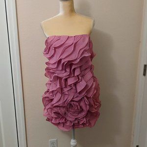 Pink Strapless Ruffle Dress